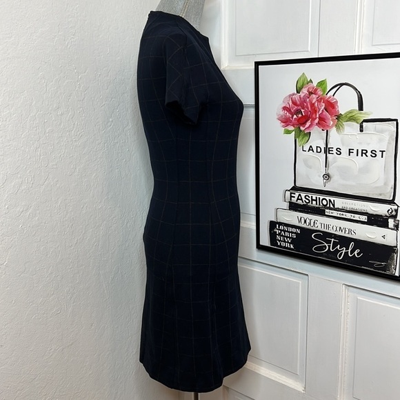 Theory Navy Dolman Window Pane Mini Shift Dress Size P/00-0 - Picture 3 of 8